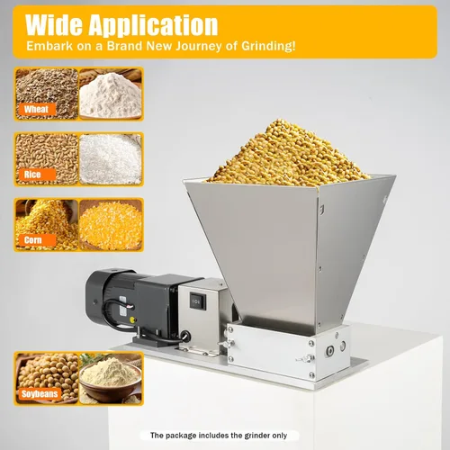 Miniatura 9 de Molino de malta de 60W 110V Molino eléctrico de grano molino, DY368 inoxidable 2 rodillos molino de grano con tolva de 11LB molino de cerveza casera
