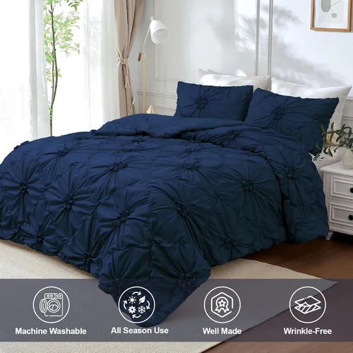 Miniatura 5 de Uspring - Juego de edredón tamaño Queen elegante con flores, con 2 fundas de almohada, edredón ligero y suave totalmente acolchado, ropa de cama