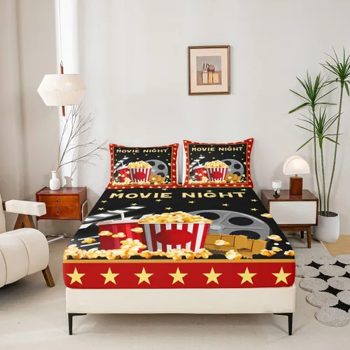 Miniatura 5 de Juego de sábanas de cine tamaño individual, juego de ropa de cama de 3 piezas para niños, adolescentes y adultos, decoración de habitación de cine