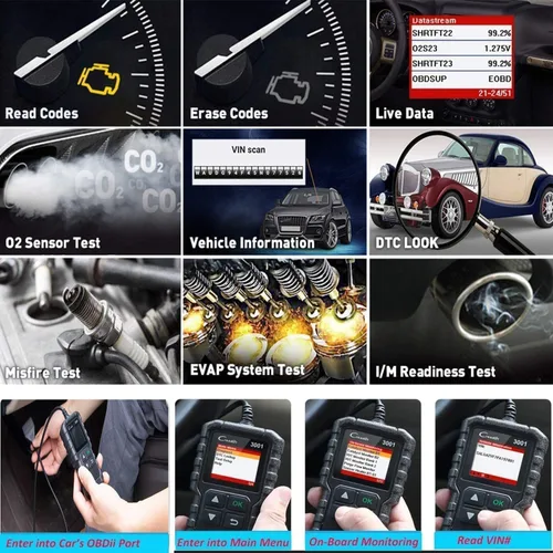 Miniatura 3 de LAUNCH - Escáner de diagnóstico automotriz Creader 3001 OBD2 de luz del motor, sensor de O2, lector de código OBD para todos los vehículos