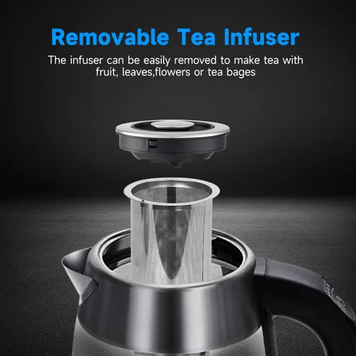 Miniatura 5 de Aigostar Hervidor Eléctrico, Tetera con Control de Temperatura e Infusor de Té, Hervidor de Agua Caliente de 1500W con Temperatura Variable, Función