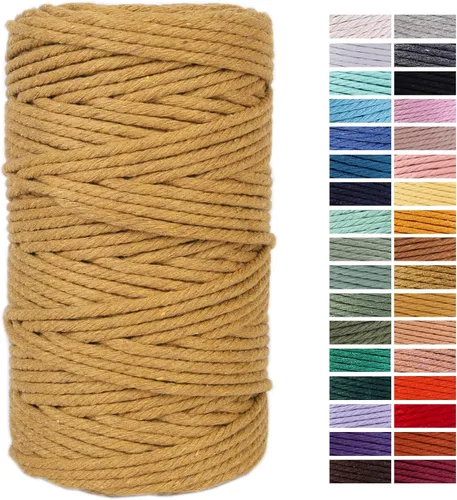 Miniatura 73 de Cuerda de Macramé Gris Claro 3mm x 109 Yardas, Cuerda de Algodón de Colores Cuerda para Manualidades Cuerda de Algodón Colorida para Colgar