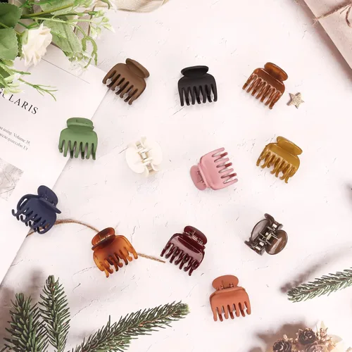 Miniatura 7 de 12 pinzas de garra de dientes de doble fila de 1.6 pulgadas, pinzas de mandíbula medianas – Accesorios para el cabello pequeño mate y brillante
