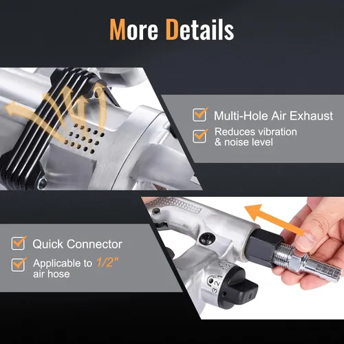 Miniatura 5 de ERGOMASTER Pistola de Llave de Impacto Neumática de 1 Pulgada de Alto Torque, Juego de Llave de Impacto Neumática de Servicio Pesado con Mango en D