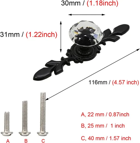 Miniatura 3 de HUAMULAN Paquete de 10 pomos de cristal para cajones de cocina, pomos de puerta de armario, manijas con tornillos para cocina, baño, oficina