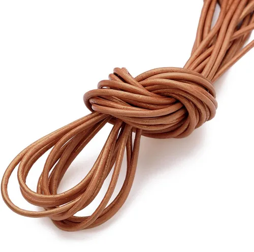 Miniatura 22 de Cuerda redonda de cuero real de 21 yardas, cuerda trenzada de cuero genuino para hacer joyas, collares, pulseras, cordones de zapatos, correas