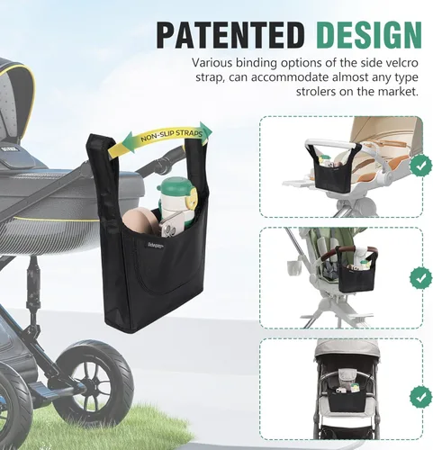 Miniatura 3 de Organizador universal para cochecito, bolsa organizadora de cochecito grande de 600 onzas, se adapta a Uppababy, Baby Jogger, Britax, BOB, Cruz