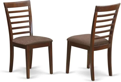 East West Furniture MLC-MAH-C Milan - Sillas de comedor - Sillas de madera tapizadas de tela de lino, juego de 2, caoba