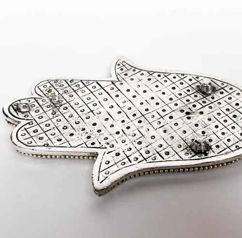 Miniatura 4 de Verde - Soporte para incienso de mano Hamsa - Mosaico Piedras