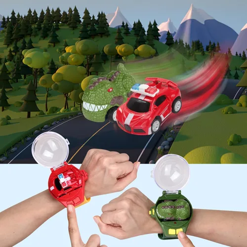 Miniatura 2 de Tomatong Juguetes de Reloj de Coche con Control Remoto con Luz LED, Mini Coches de Carreras de 2.4 GHz Juguete de Muñeca para Niños, Coche Pequeño
