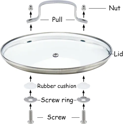 Miniatura 4 de HEVSTIL Tapa de vidrio templado resistente, tapa de vidrio templado, tapa de olla de vidrio transparente de 8 pulgadas/8.3 in, con mango de acero
