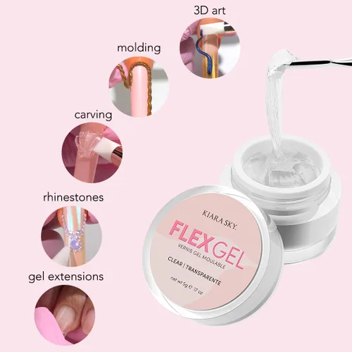 Miniatura 4 de Kiara Sky Uñas profesionales *NUEVO* Gel flexible (gel de moldeo transparente transparente para arte de uñas)