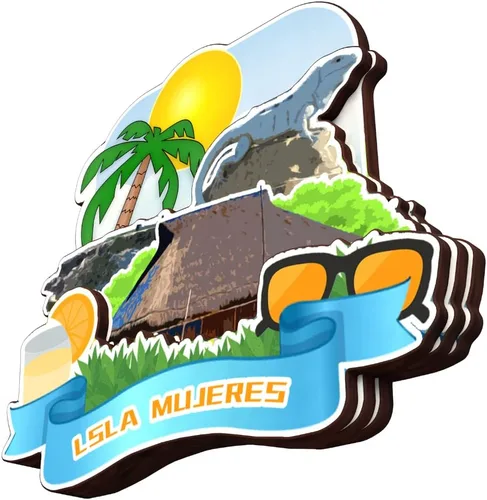 Miniatura 3 de Isla Mujeres Mexico - Imán de madera para nevera, colección 3D, madera 3D, hecho a mano, recuerdos de la ciudad, imán para nevera, decoración
