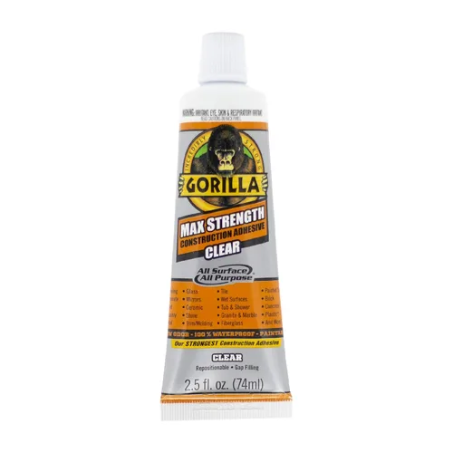 Miniatura 3 de Gorilla Max Strength - Adhesivo transparente para construcción, tubo de compresión de 2.5 onzas, transparente, (paquete de 2)