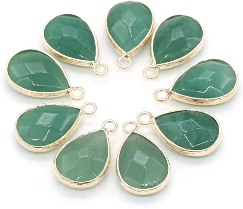 Miniatura 4 de LE SKY Colgantes de piedra natural con forma de gota de agua facetada de chakra de aventurina verde reiki curación semi piedras preciosas colgantes