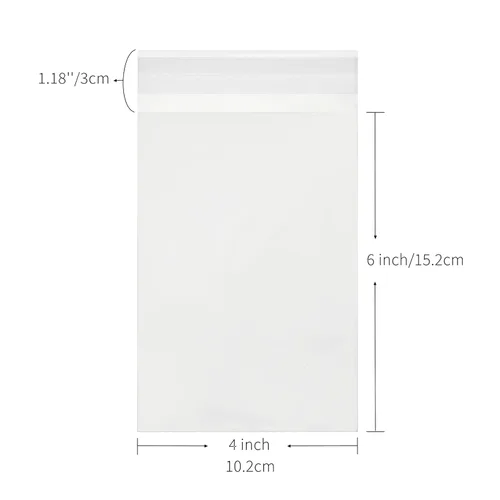 Miniatura 4 de 200 bolsas de celofán transparentes con autocierre adhesivo de 0.001 pulgadas, de plástico OPP para galletas horneadas y útiles para fiestas como