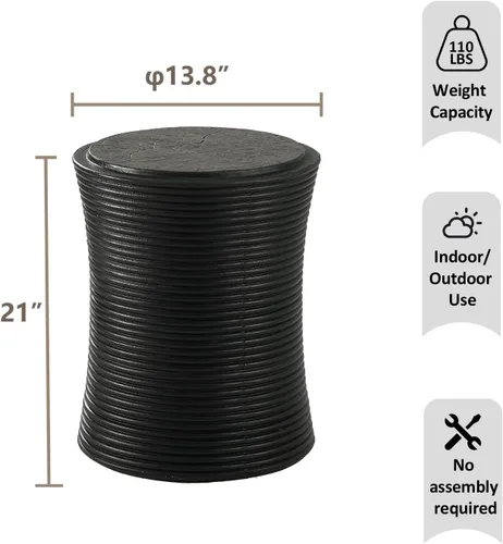 Miniatura 2 de HOMPUS Mesa auxiliar de hormigón para exteriores con rosca cilíndrica, mesa de centro redonda, soporte para plantas para decoración del hogar, mesa