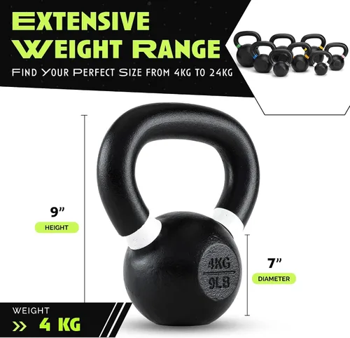 Miniatura 5 de Rage Fitness Single Cast Iron Kettlebell Powder Coated - Wide Handle Weights for Core & Glute Workouts; Swings, Squats, Deadlifts; Strength