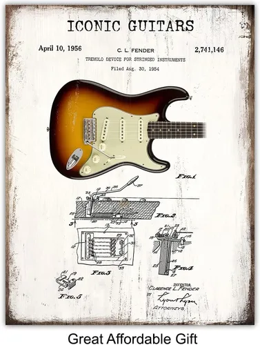 Miniatura 6 de Arte de pared de guitarra, icónico vintage, juego de póster con estampado de patente, regalo para fanáticos de la música, músico, guitarrista