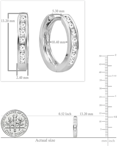Miniatura 5 de Dazzlingrock Collection - Pendientes de aro pequeños de 0,18 quilates (10 quilates, oro blanco)