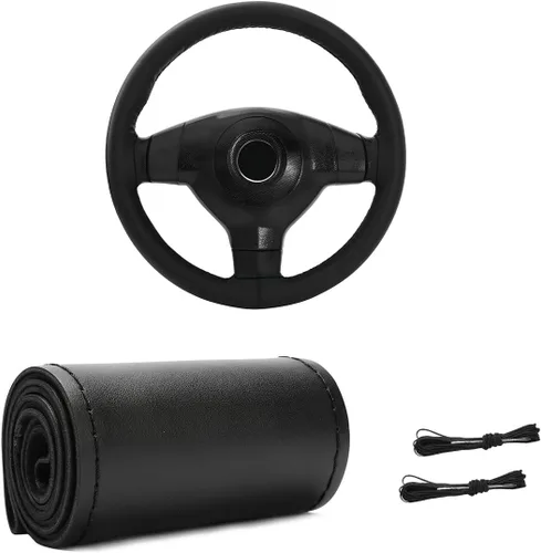 Funda de Volante de Cuero Genuino, Envoltura con Costura para Volante de hasta Diámetro 15 Pulgadas, Protector de Volante de Costura DIY, Accesorios