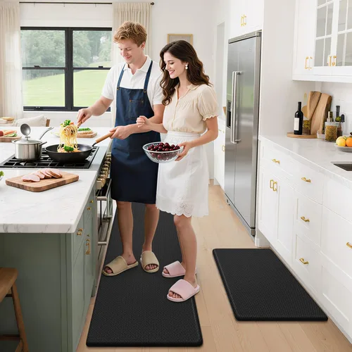 Miniatura 7 de StepLively Tapete de cocina, 2 piezas, tapetes de cocina acolchados para piso, juego de alfombras de cocina antifatiga, tapete antideslizante