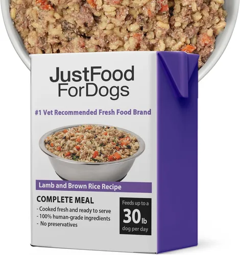 JustFoodForDogs Pantry Fresh - Alimento húmedo para perros, comida completa o comida para perros, receta de comida para perros de cordero y arroz