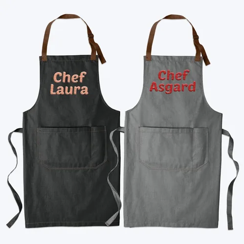 Miniatura 4 de TEEAMORE Custom Embroidered Aprons for Women Men Add Your Text Chef Kitchen Grill Apron Dark Midnight
