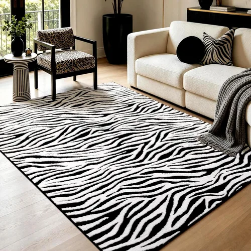 Miniatura 18 de YIHOUSE Alfombras de leopardo de 6 x 9 pies, alfombra suave de felpa lavable de pelo alto y bajo, antideslizante, no desprende pelusa, alfombra