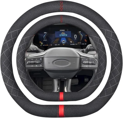 Miniatura 17 de Funda de volante de ante K LAKEY, compatible con Dodge Avenger Grand Caravan Challenger Charger, cubierta de volante deportiva antideslizante
