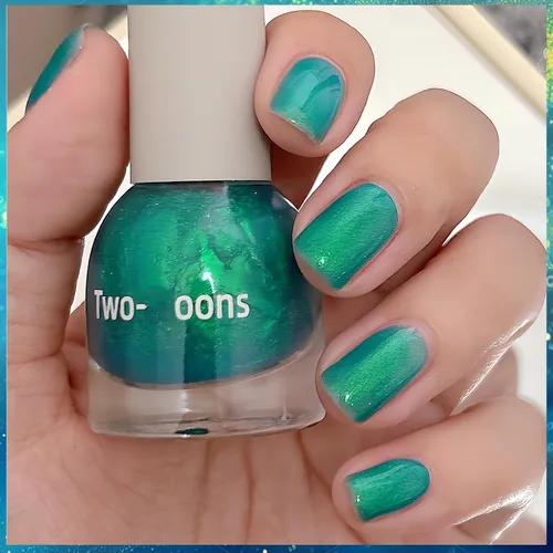 Miniatura 4 de Esmalte de uñas a base de agua Aurora verde brillante, esmalte de uñas con efecto cromado iridiscente, esmalte de uñas no tóxico para mujeres
