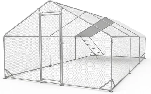 Gallinero grande de metal para gallinero, corral para 40 pollos, jaula de aves de corral con cubierta impermeable para conejos, pato, corren de