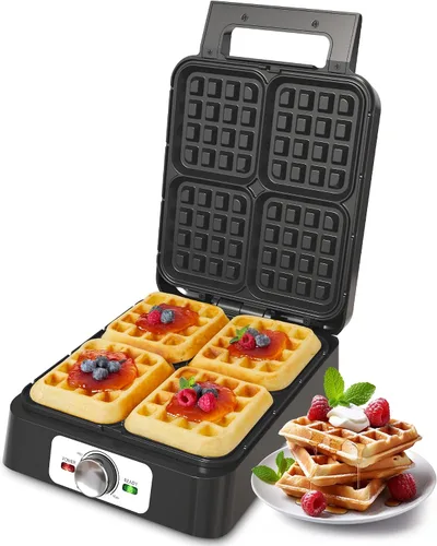 Miniatura 8 de Sunvivi Máquina de gofres de 2 rebanadas: plancha eléctrica para gofres con control de temperatura ajustable, máquina de gofres antiadherente
