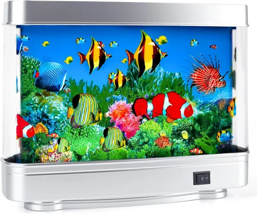 Miniatura 9 de Lámpara de Pecera Falsa – Decoración Frutiger Aero Pecera Artificial con Peces en Movimiento – Luz de Acuario Falsa Relajante y Luz Nocturna Azul