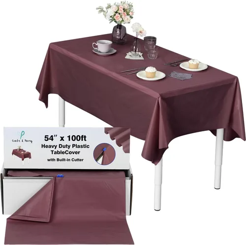 Miniatura 51 de Rollo de plástico para cubierta de mesa color verde manzana, 40 pulgadas x 100 pies, rollo de plástico resistente para cubierta de mesa de banquetes