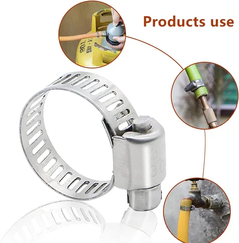 Miniatura 6 de UD - Abrazadera de manguera de acero inoxidable, 40 abrazaderas de manguera de engranaje helicoidal ajustable, rango de 0.315-1.732 in, kit