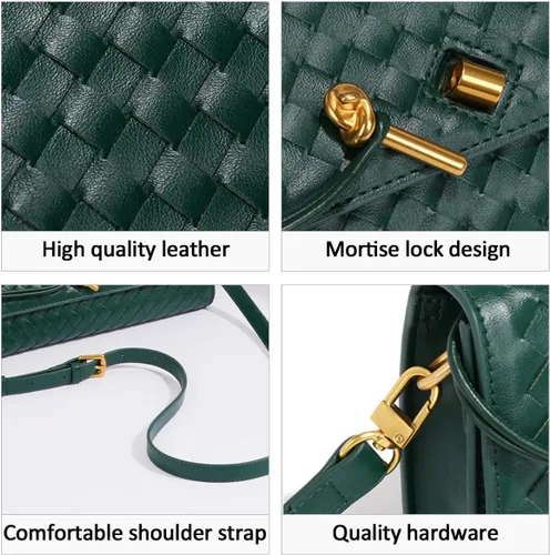 Miniatura 2 de JYG Bolso tejido para mujer, bolso de hombro de noche de moda de piel sintética, hecho a mano, bolso de mano casual, bolso cruzado 2024