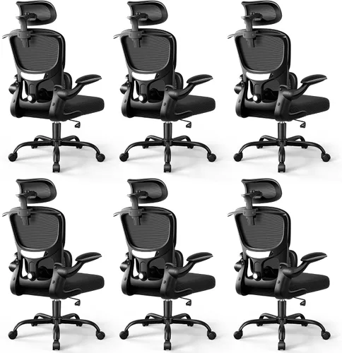 Miniatura 14 de ALLGOD Silla de oficina ergonómica, silla de escritorio de malla con soporte lumbar, silla de oficina en casa con respaldo alto con reposacabezas