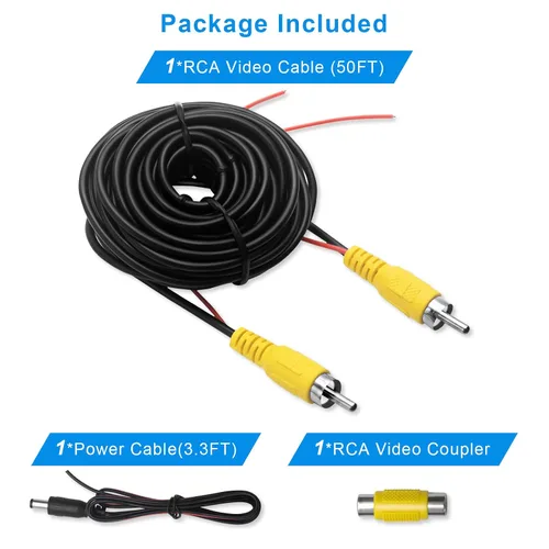 Miniatura 7 de LBW Cable de video RCA para cámara de respaldo premium, cámara de estacionamiento de visión trasera trasera con cable de detección