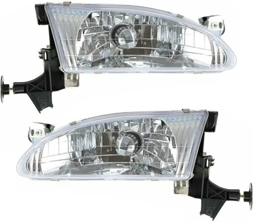 Kit de reemplazo de faros delanteros LH+RH carcasa cromada lente transparente para Toyota Corolla 1998 1999 2000