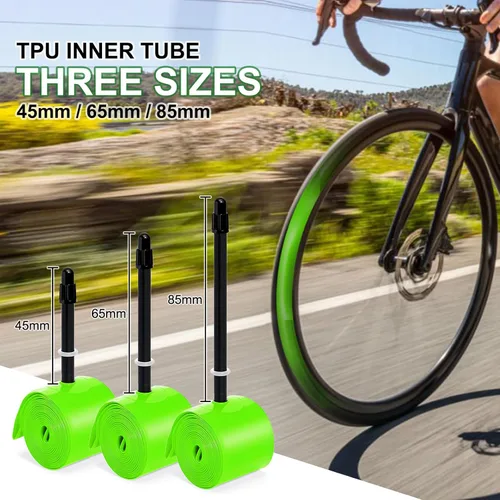 Miniatura 2 de Tubo interior de bicicleta TPU 700C × 18-32C: tubo ligero para bicicleta de carretera con válvulas Presta de 1.772 in/2.559 in/3.346 in