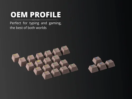 Miniatura 7 de Conjunto de teclas de goma Ranked Doble disparo translúcido Perfil OEM para teclado mecánico de juegos (Café Cuarzo, 23 teclas)