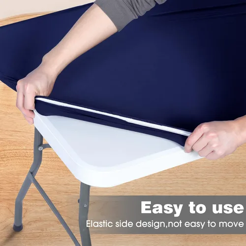 Miniatura 3 de CHENGU Mantel de elastano, ajustable, elástico, ajustable, para mesa de picnic, lavable, plegable, mantel rectangular de poliéster para fiesta