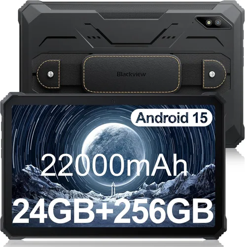 Blackview Tablet resistente de 2.4k 10.36 pulgadas, Android 15 22000mAh Octa-core Tablet, 24GB (8+16) RAM+256GB ROM+1TB Expand, 48MP+16MP Cámara