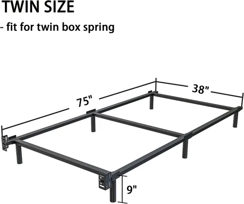 Miniatura 2 de Bedsnus Base de cama de tamaño individual, marco de cama Metal Basics de 9 pulgadas, base de alto perfil para somier, soporte de 6 patas, sin ruido
