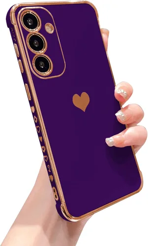 Miniatura 17 de phylla Funda de teléfono compatible con Samsung Galaxy A12 de 6.5 pulgadas, lindo corazón chapado en oro, elegante funda de lujo para mujer