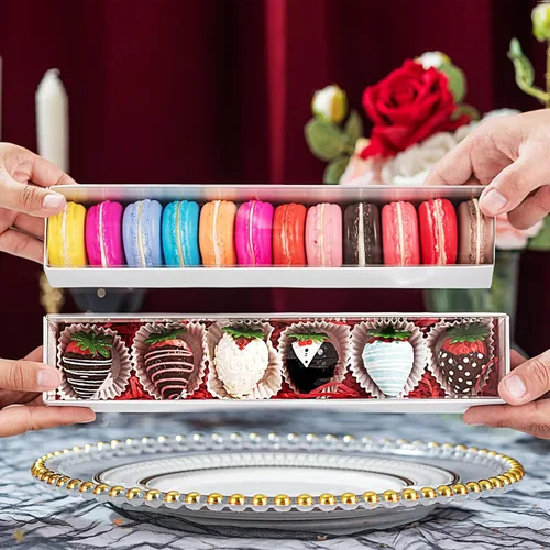 Miniatura 2 de Paquete de 10 cajas de fresa cubiertas de chocolate de 12 x 2.2 x 2 pulgadas para 6, cajas favoritas de fiesta para macarrones, trufas, bombas