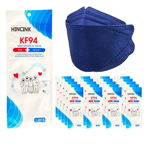 Miniatura 9 de [Paquete de 30] Mascarillas Kf94 negras [empaquetadas individualmente], unisex, máscara de 4 capas, estilo triple plegable para adultos y mayores