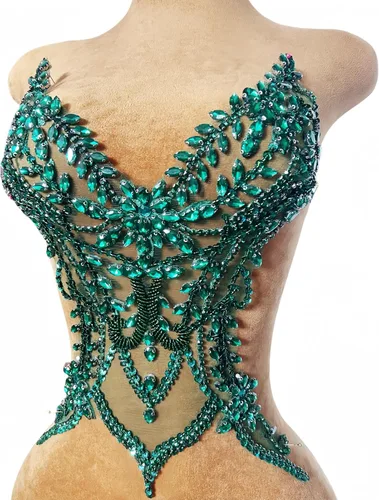 Miniatura 9 de Parches de encaje con cuentas a mano, disfraces, apliques con cristales de diamantes de imitación para manualidades, protege bodas, fiestas