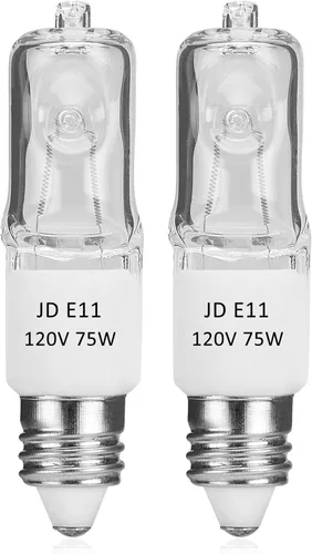 Miniatura 9 de JDE11 - Bombilla E11 de 120 V, 50 W, E11, mini base de candelabro T4 E11, bombilla halógena regulable blanca cálida de 2700 K para ventilador